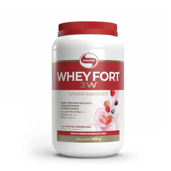 Whey Fort 3W Vitafor | Frutas Vermelhas 900g 