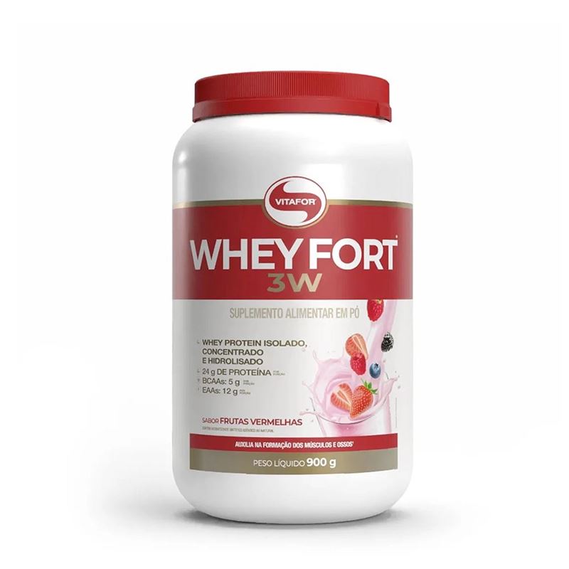 Whey Fort 3W Vitafor | Frutas Vermelhas 900g 